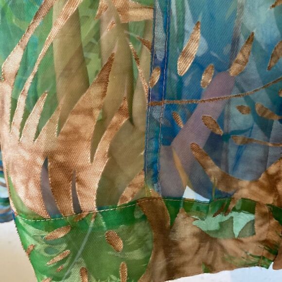 Vintage Womens Sheer Tropical Palm Print Jacket - Picture 7 of 11